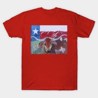 Texas Longhorn and Flag T-Shirt